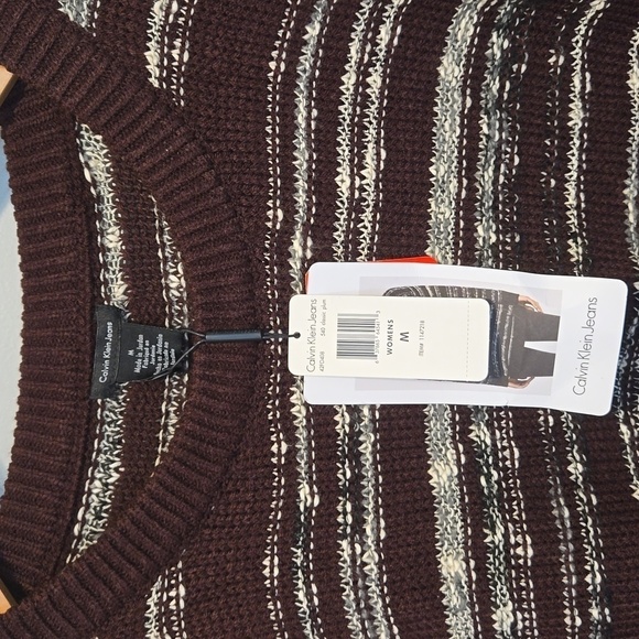 NWT Calvin Klein Jeans Women Knit classic plum Sweater sz M - Picture 3 of 8